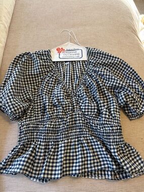 Old Navy Navy and White Gingham Top